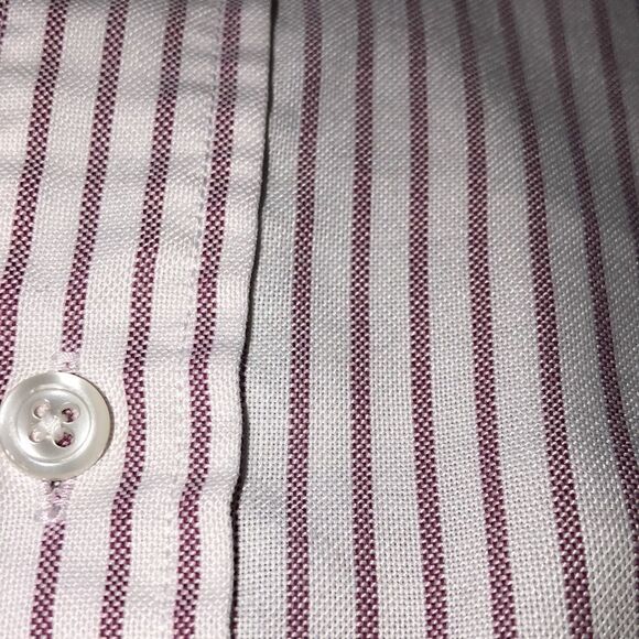 Lands End Oxford Tall Men’s Shirt in red stripe. PolyCotton Made in USA 🇺🇸 - Picture 11 of 12